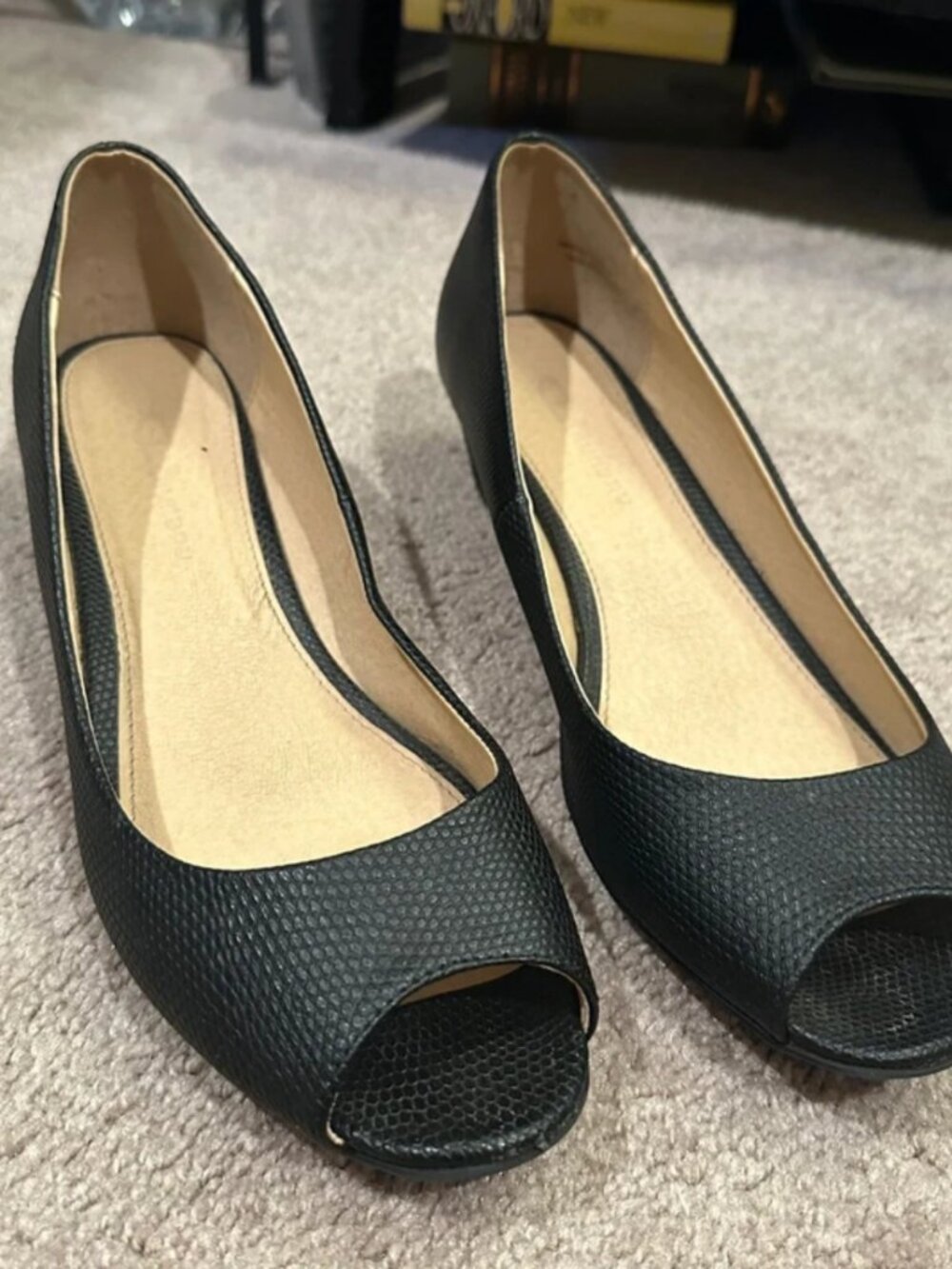 Peep toe wedge heels, size 11